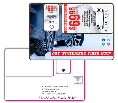 Postcard Mailer + 1 Loyalty Card  + 1 Key Tag